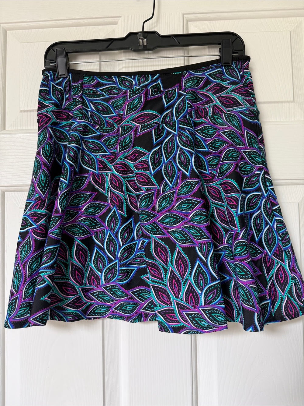 Sparkle Skirts Peacock Print Athletic Skort in Teal & Purple
